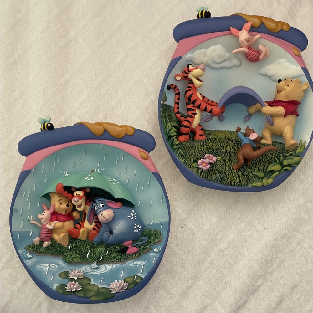 Winnie the Pooh Blue and Pink Wall Plaques